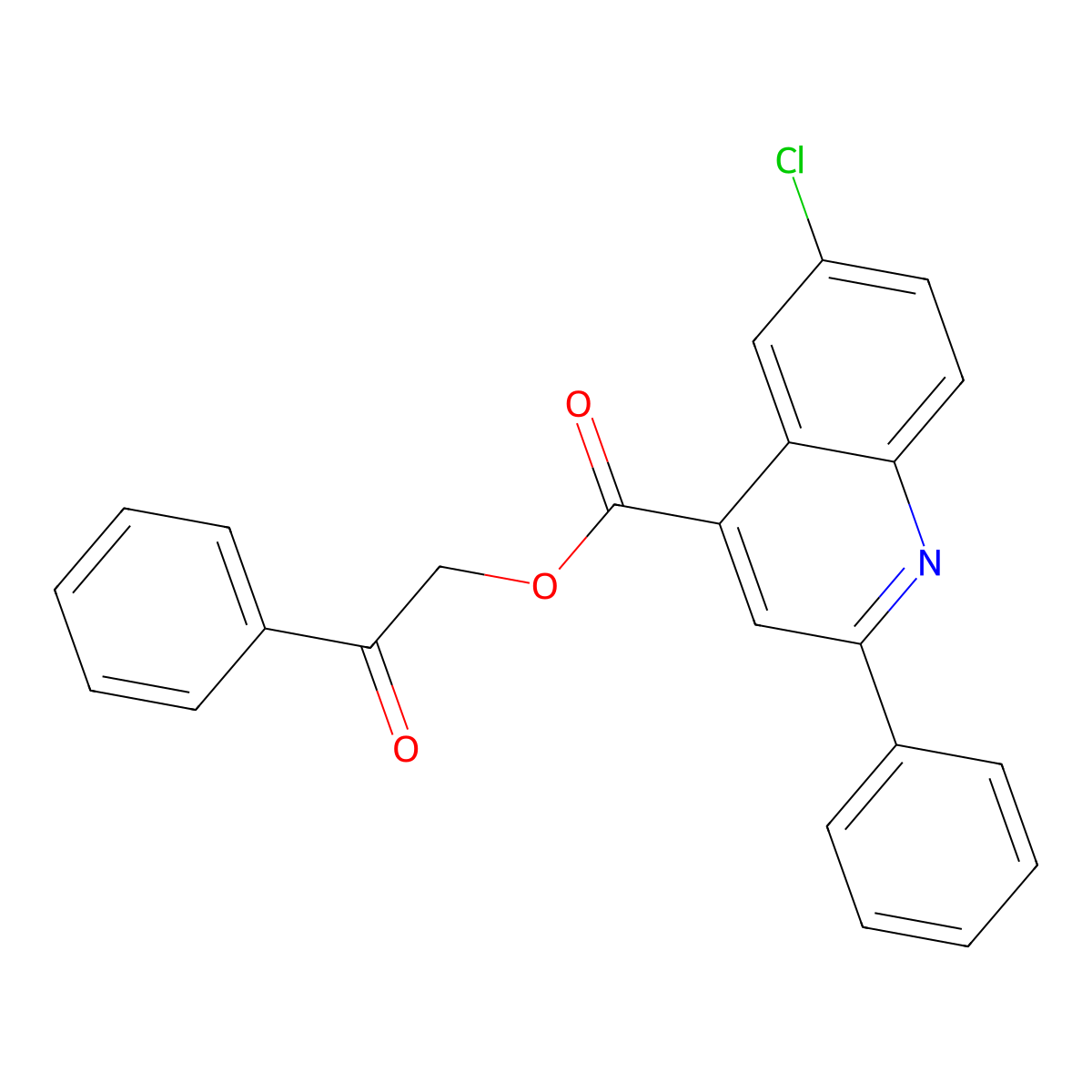 2-Oxo-2-phenylethyl 6-chloro-2-phenyl-4-quinolinecarboxylate molecular structure, CAS 346639-79-0