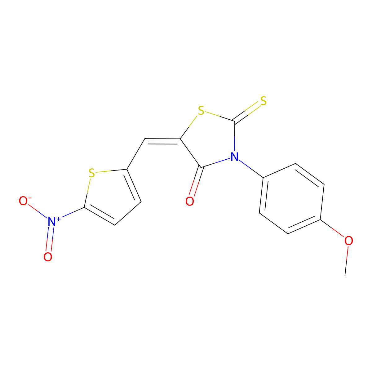 (5E)-3-(4-methoxyphenyl)-5-[(5-nitrothiophen-2-yl)methylidene]-2-sulfanylidene-1,3-thiazolidin-4-one molecular structure, CAS 346640-08-2