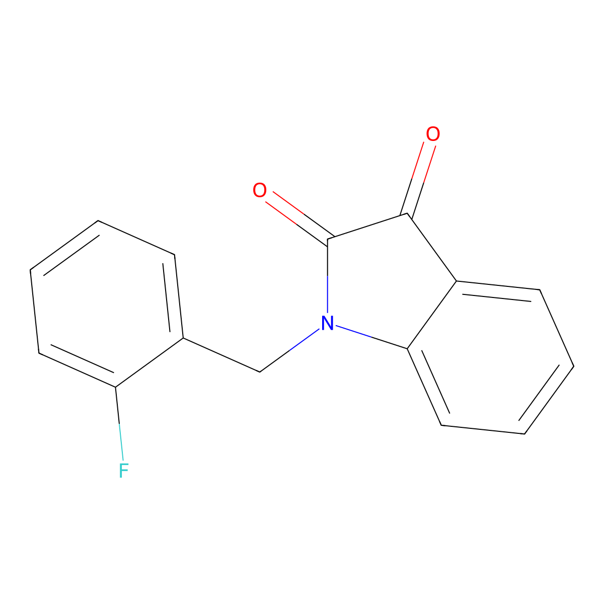 1-(2-fluorobenzyl)-1H-indole-2,3-dione molecular structure, CAS 346640-52-6