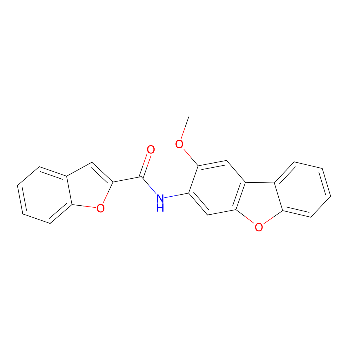 N-(2-methoxydibenzofuran-3-yl)-1-benzofuran-2-carboxamide molecular structure, CAS 346641-00-7