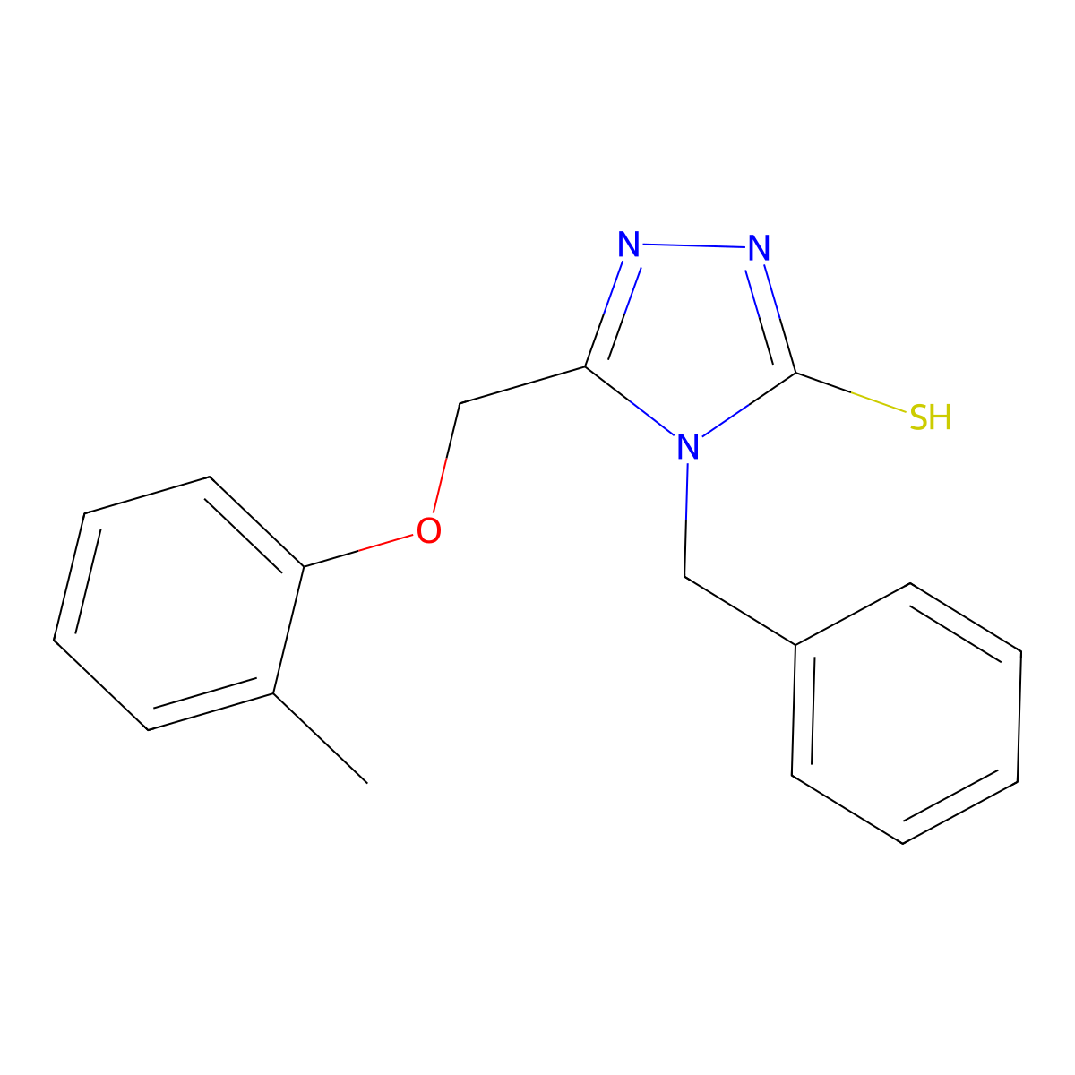 4-benzyl-5-[(2-methylphenoxy)methyl]-4H-1,2,4-triazole-3-thiol molecular structure, CAS 346641-16-5