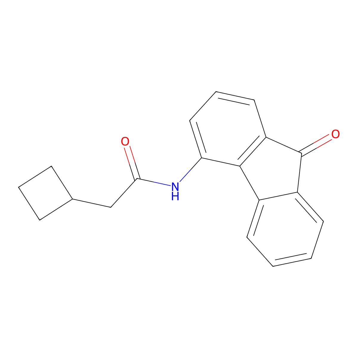 2-cyclobutyl-N-(9-oxofluoren-4-yl)acetamide molecular structure, CAS 346641-18-7