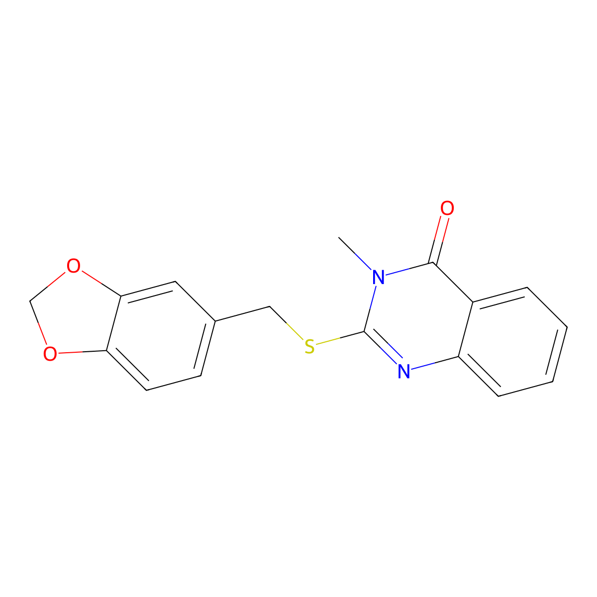 2-(1,3-Benzodioxol-5-ylmethylsulfanyl)-3-methylquinazolin-4-one molecular structure, CAS 346641-71-2
