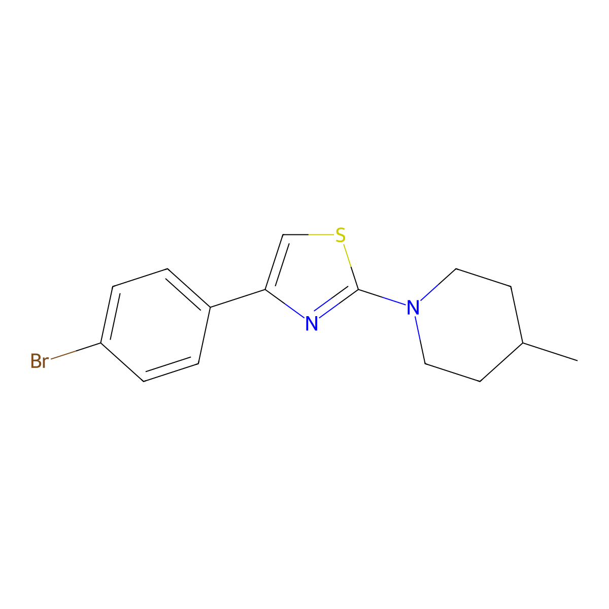 4-(4-Bromophenyl)-2-(4-methylpiperidin-1-yl)thiazole molecular structure, CAS 346641-89-2