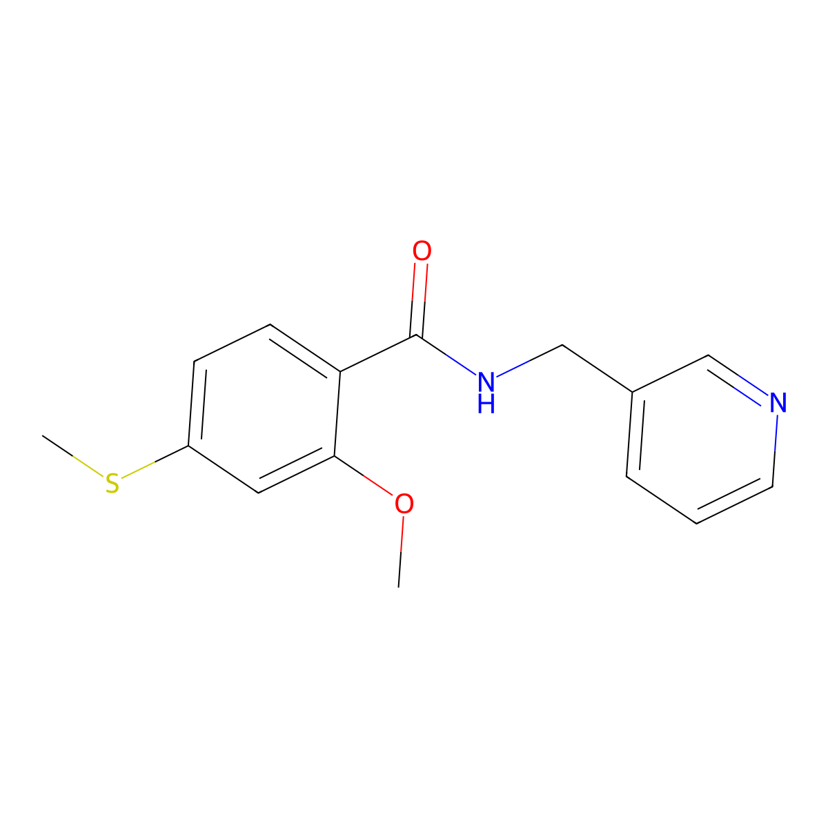 2-Methoxy-4-(methylthio)-N-(3-pyridinylmethyl)benzamide molecular structure, CAS 346641-94-9