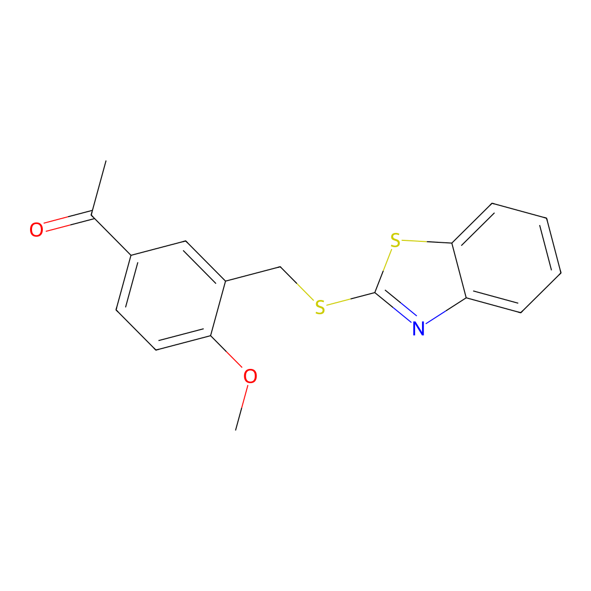 1-{3-[(1,3-Benzothiazol-2-ylsulfanyl)methyl]-4-methoxyphenyl}ethan-1-one molecular structure, CAS 346642-22-6