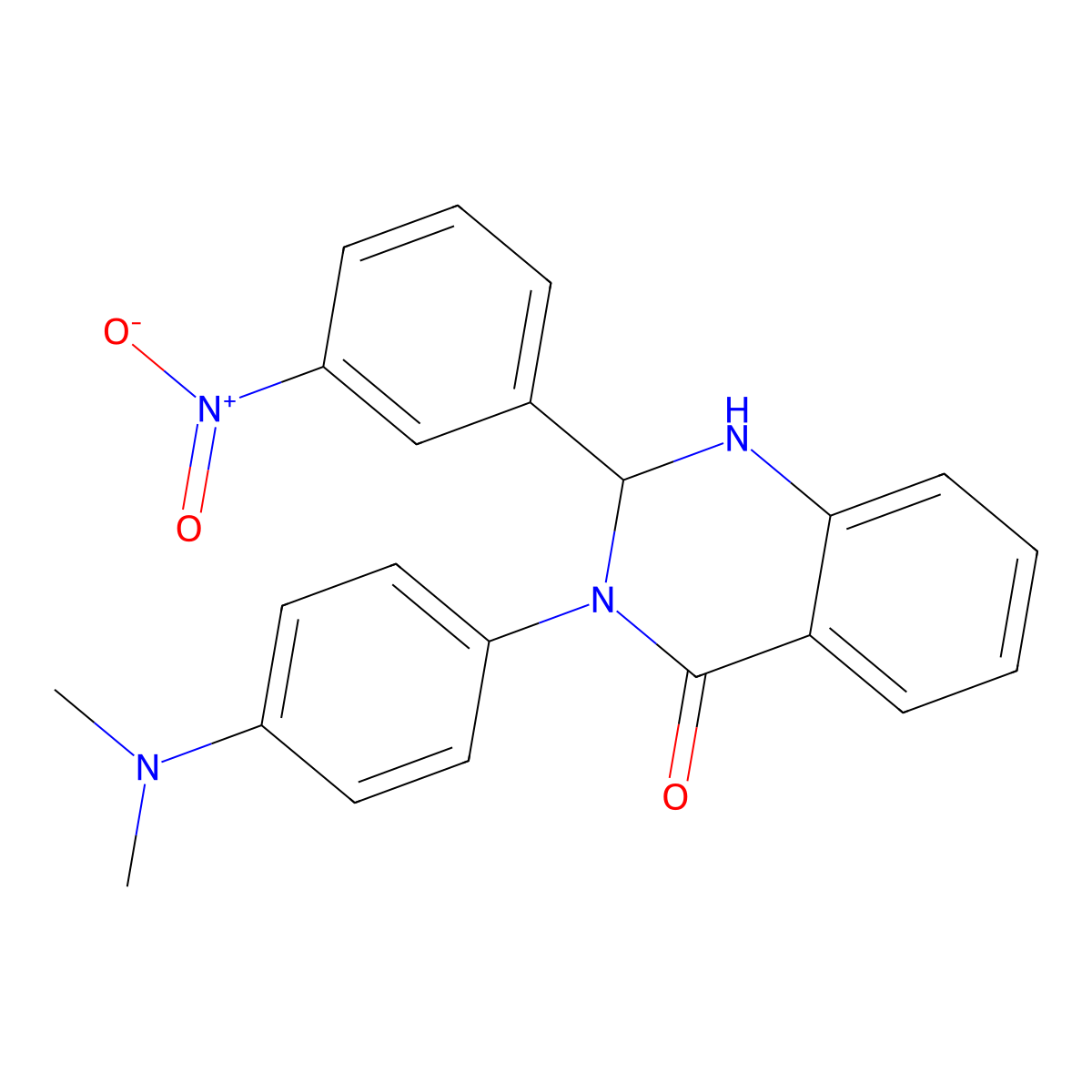3-[4-(dimethylamino)phenyl]-2-(3-nitrophenyl)-2,3-dihydroquinazolin-4(1H)-one molecular structure, CAS 346644-20-0