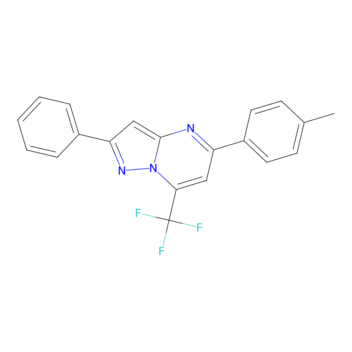 5-(4-Methylphenyl)-2-phenyl-7-(trifluoromethyl)pyrazolo[1,5-a]pyrimidine molecular structure, CAS 346644-37-9