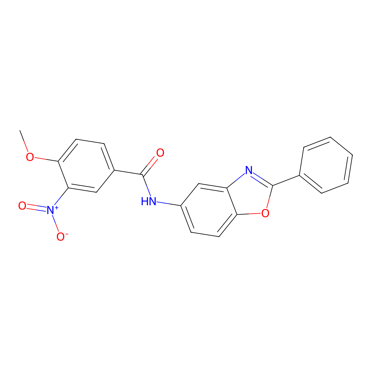 4-methoxy-3-nitro-N-(2-phenyl-1,3-benzoxazol-5-yl)benzamide molecular structure, CAS 346645-31-6