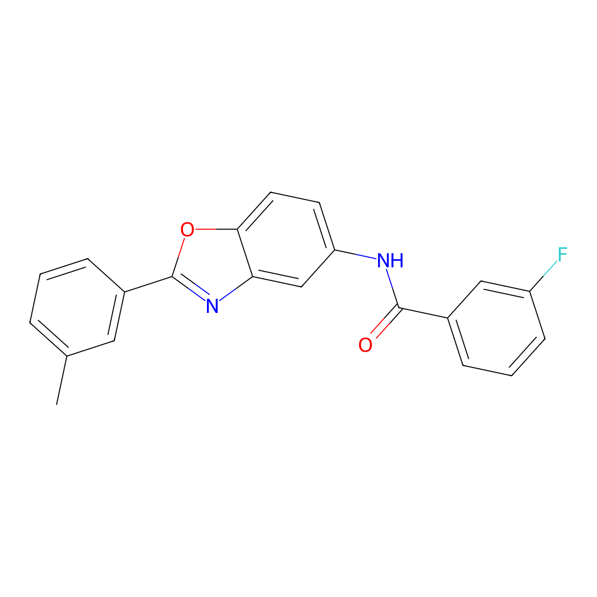 3-fluoro-N-[2-(3-methylphenyl)-1,3-benzoxazol-5-yl]benzamide molecular structure, CAS 346645-56-5