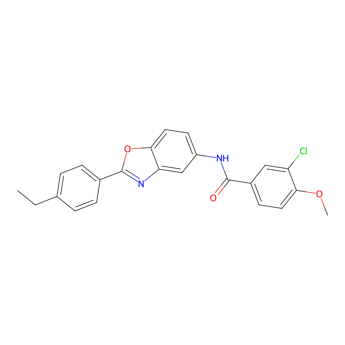 3-chloro-N-[2-(4-ethylphenyl)-1,3-benzoxazol-5-yl]-4-methoxybenzamide molecular structure, CAS 346646-18-2