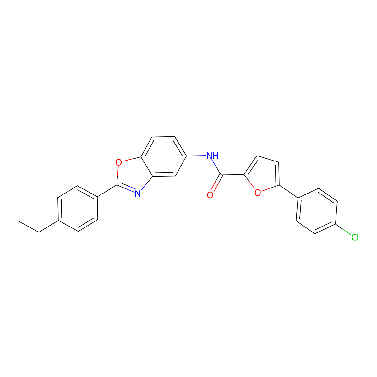 5-(4-chlorophenyl)-N-[2-(4-ethylphenyl)-1,3-benzoxazol-5-yl]furan-2-carboxamide molecular structure, CAS 346646-20-6