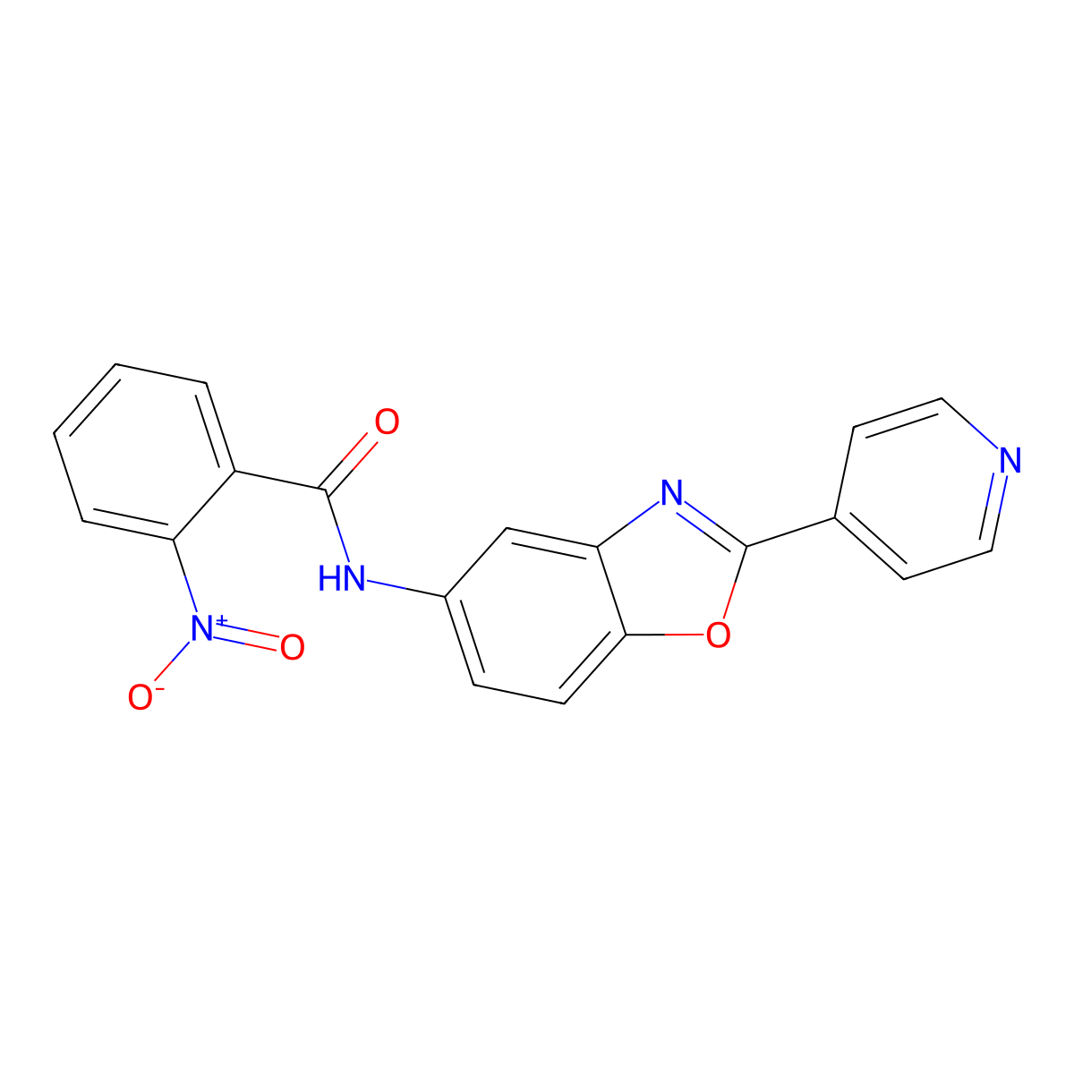 2-nitro-N-[2-(pyridin-4-yl)-1,3-benzoxazol-5-yl]benzamide molecular structure, CAS 346646-63-7