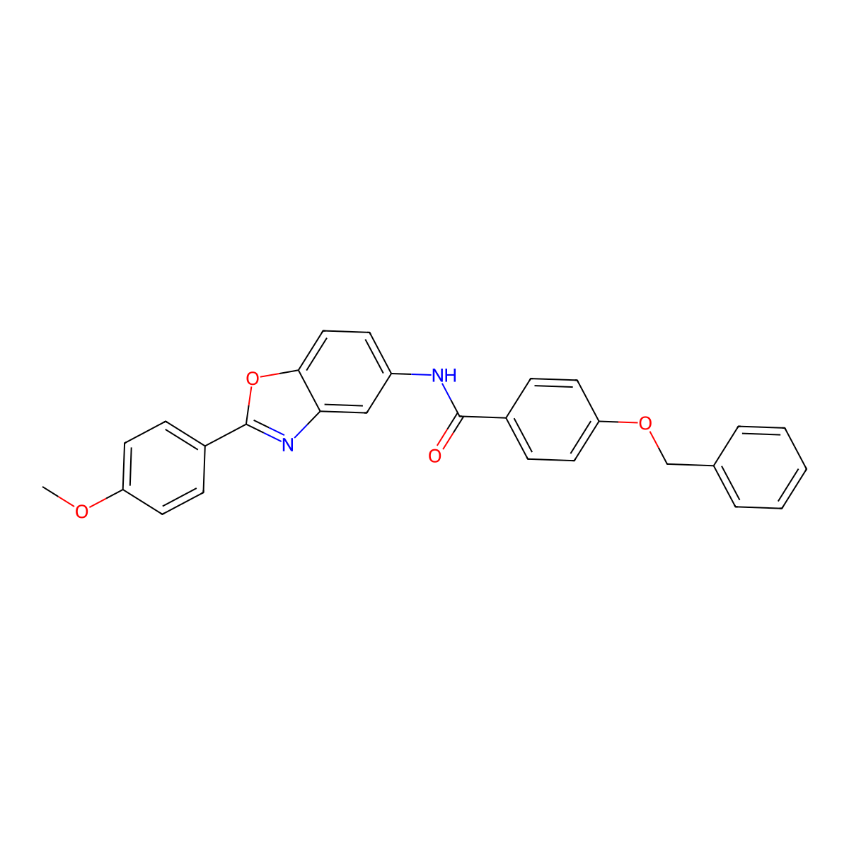 N-[2-(4-methoxyphenyl)-1,3-benzoxazol-5-yl]-4-phenylmethoxybenzamide molecular structure, CAS 346646-82-0