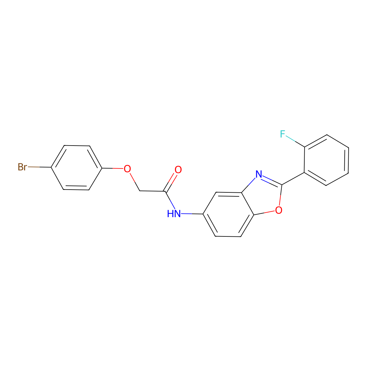 2-(4-bromophenoxy)-N-[2-(2-fluorophenyl)-1,3-benzoxazol-5-yl]acetamide molecular structure, CAS 346647-02-7