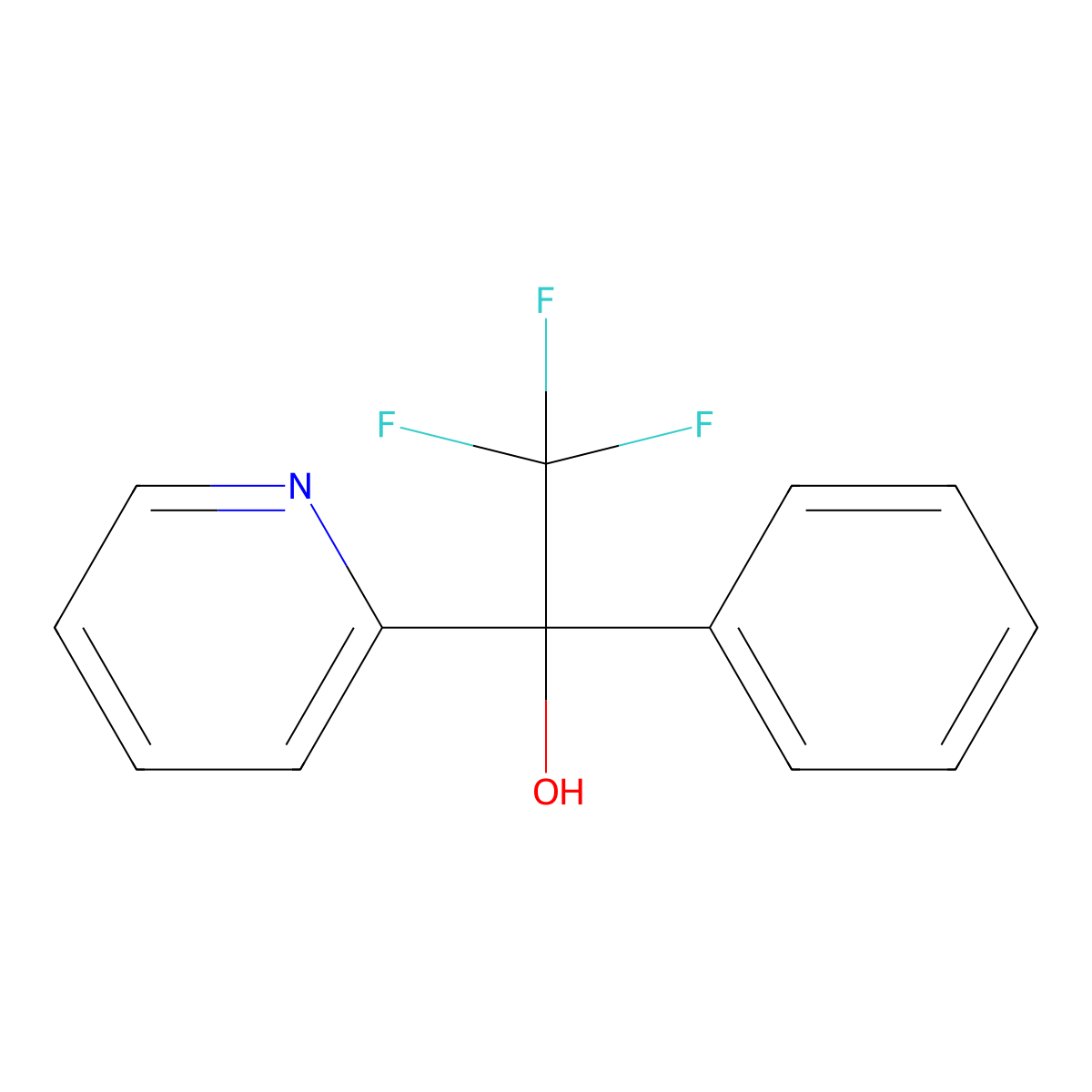 2,2,2-Trifluoro-1-phenyl-1-(pyridine-2-yl)ethanol molecular structure, CAS 346647-42-5