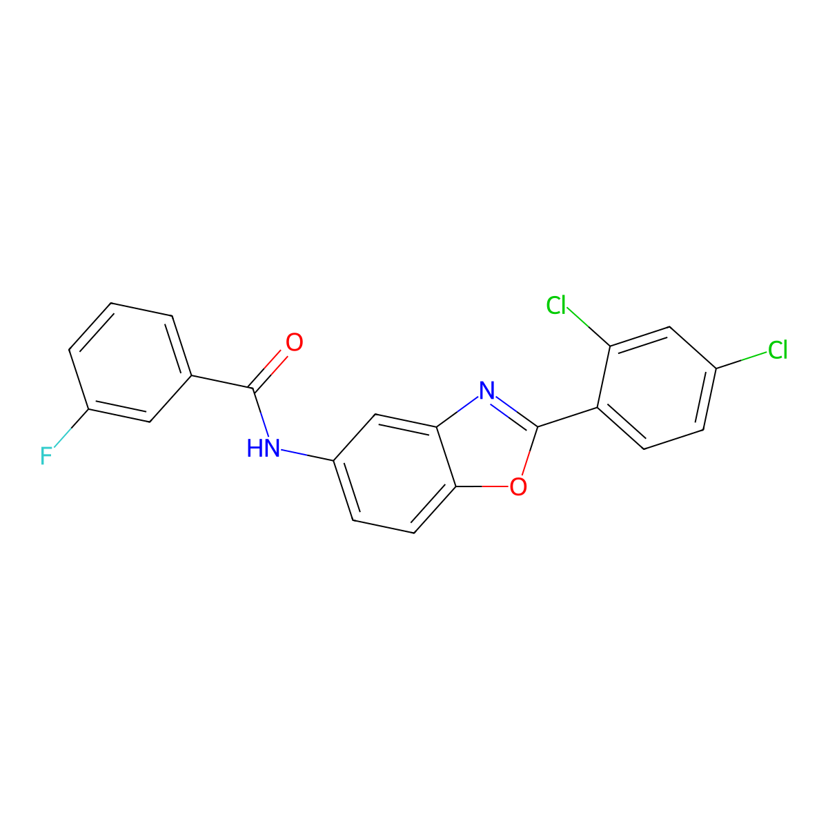 N-[2-(2,4-dichlorophenyl)-1,3-benzoxazol-5-yl]-3-fluorobenzamide molecular structure, CAS 346647-62-9