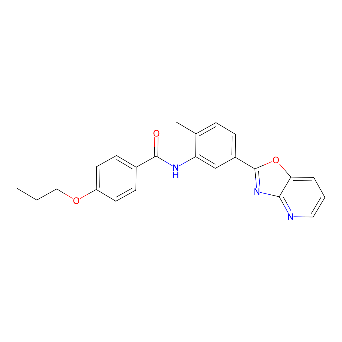 N-[2-methyl-5-([1,3]oxazolo[4,5-b]pyridin-2-yl)phenyl]-4-propoxybenzamide molecular structure, CAS 346648-17-7