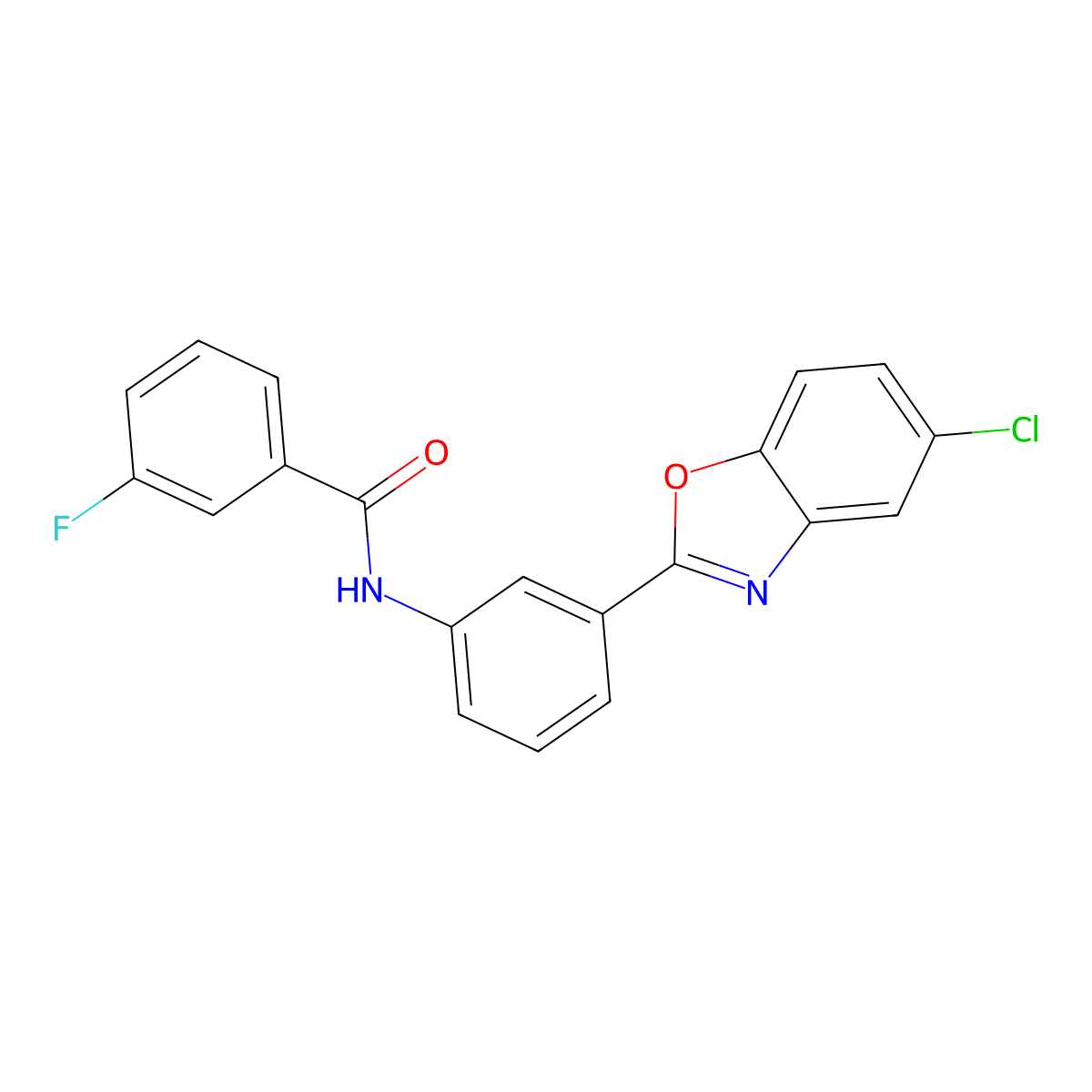 N-[3-(5-chloro-1,3-benzoxazol-2-yl)phenyl]-3-fluorobenzamide molecular structure, CAS 346648-19-9