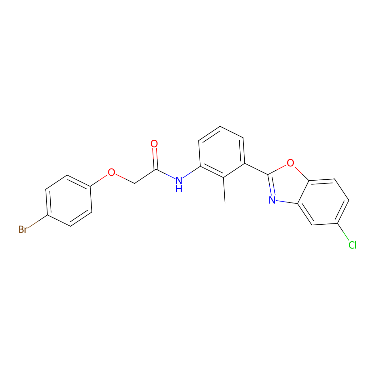 2-(4-bromophenoxy)-N-[3-(5-chloro-1,3-benzoxazol-2-yl)-2-methylphenyl]acetamide molecular structure, CAS 346648-37-1