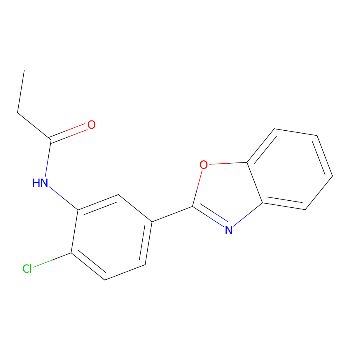 N-[5-(1,3-benzoxazol-2-yl)-2-chlorophenyl]propanamide molecular structure, CAS 346648-50-8