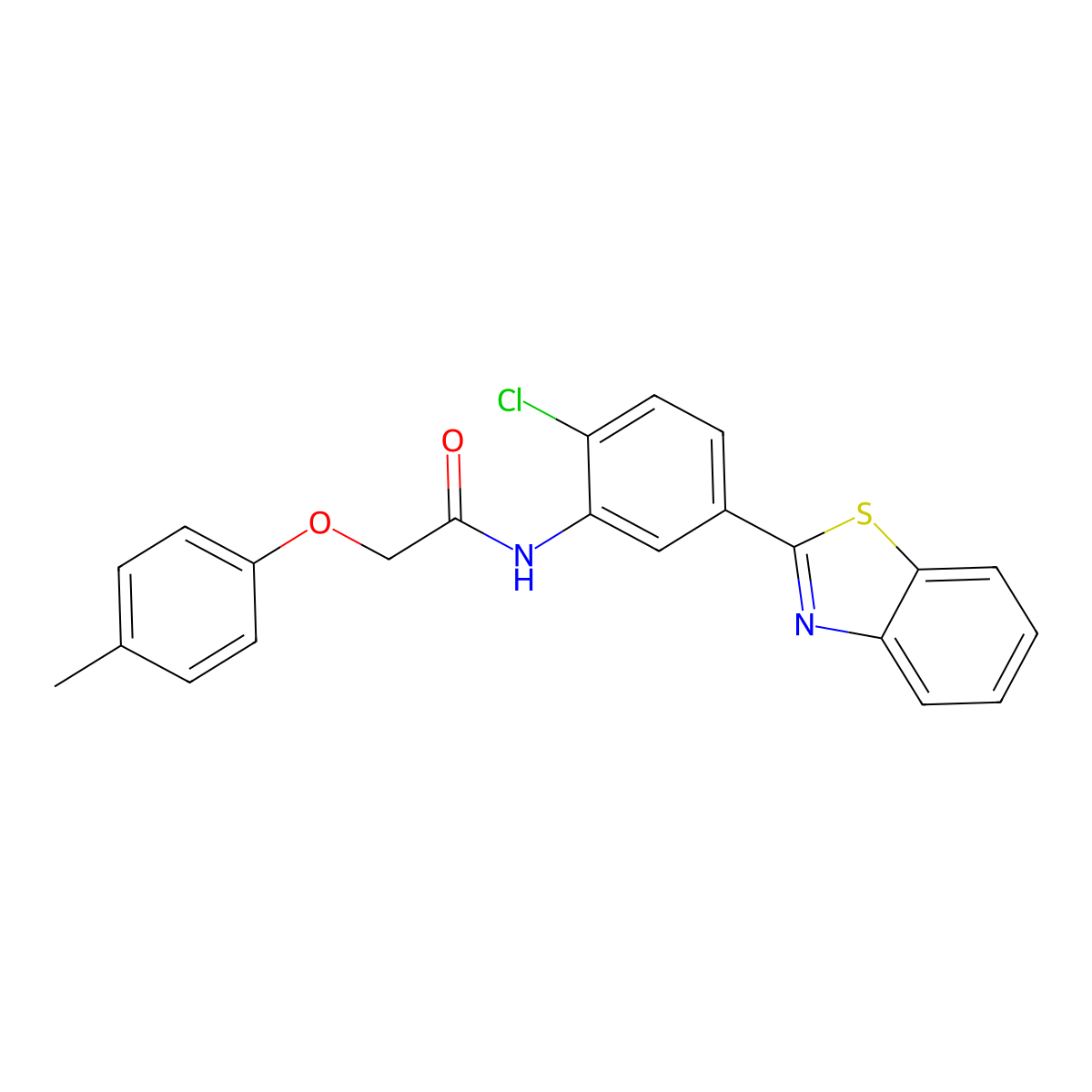 N-[5-(1,3-benzothiazol-2-yl)-2-chlorophenyl]-2-(4-methylphenoxy)acetamide molecular structure, CAS 346649-01-2