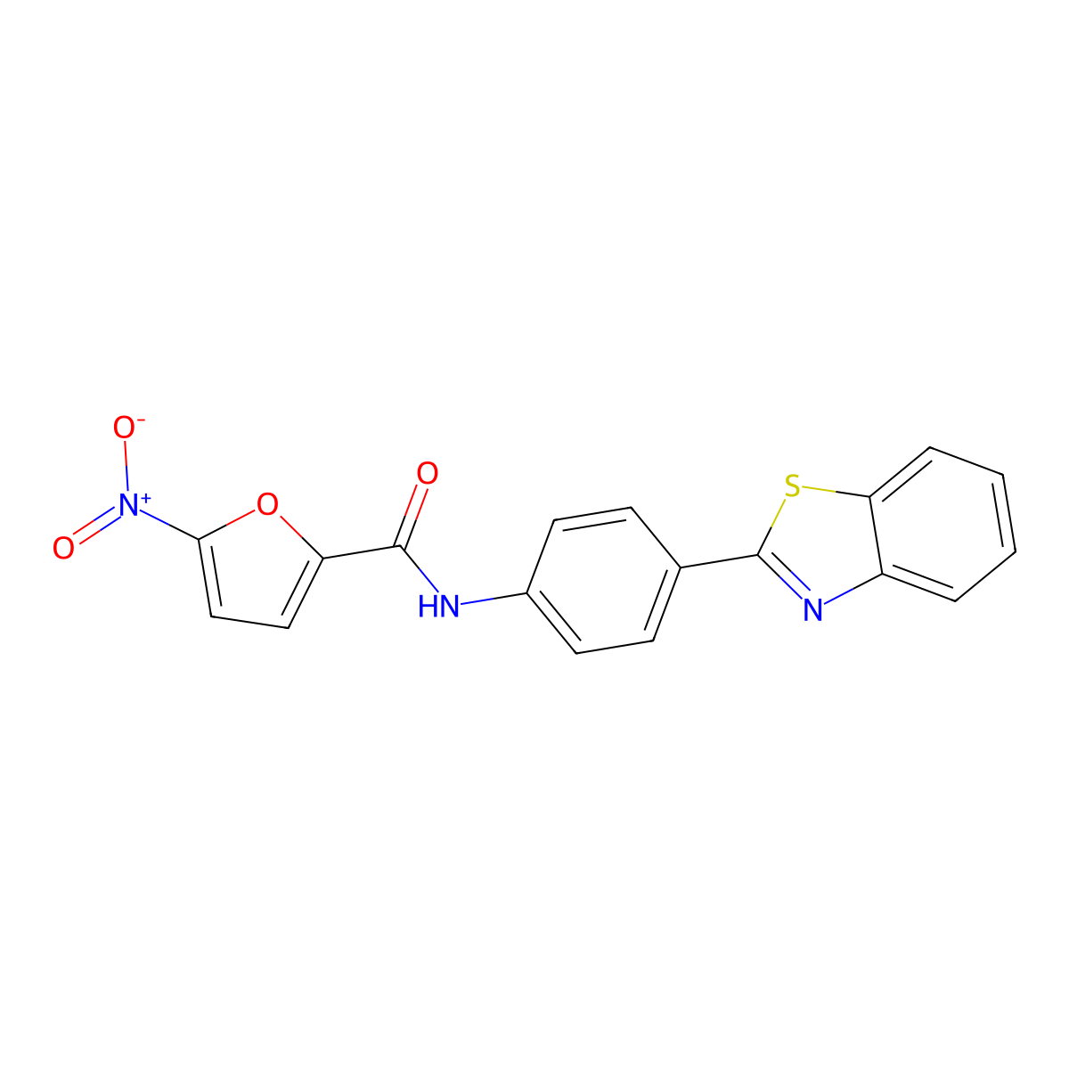 N-[4-(1,3-benzothiazol-2-yl)phenyl]-5-nitrofuran-2-carboxamide molecular structure, CAS 346649-29-4