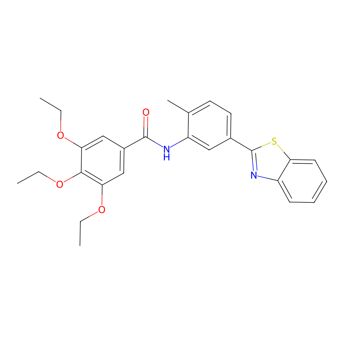 N-[5-(1,3-benzothiazol-2-yl)-2-methylphenyl]-3,4,5-triethoxybenzamide molecular structure, CAS 346649-50-1