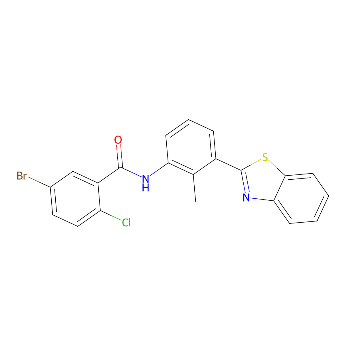 N-[3-(1,3-benzothiazol-2-yl)-2-methylphenyl]-5-bromo-2-chlorobenzamide molecular structure, CAS 346649-69-2