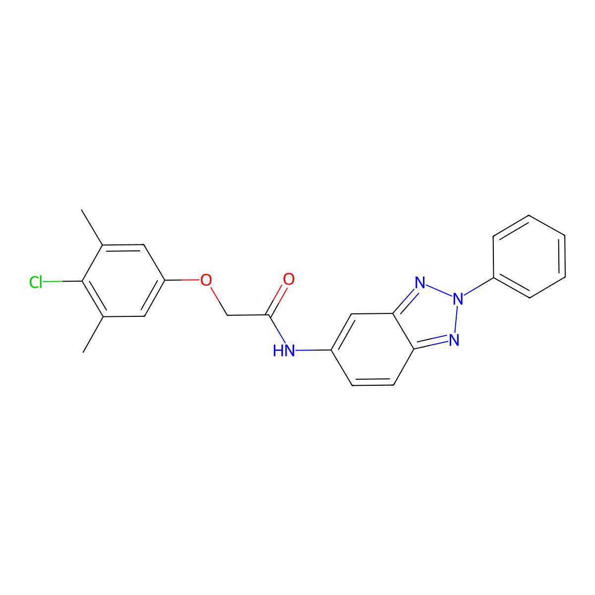 2-(4-Chloro-3,5-dimethylphenoxy)-N-(2-phenyl-2H-benzotriazol-5-yl)-acetamide molecular structure, CAS 346650-25-7