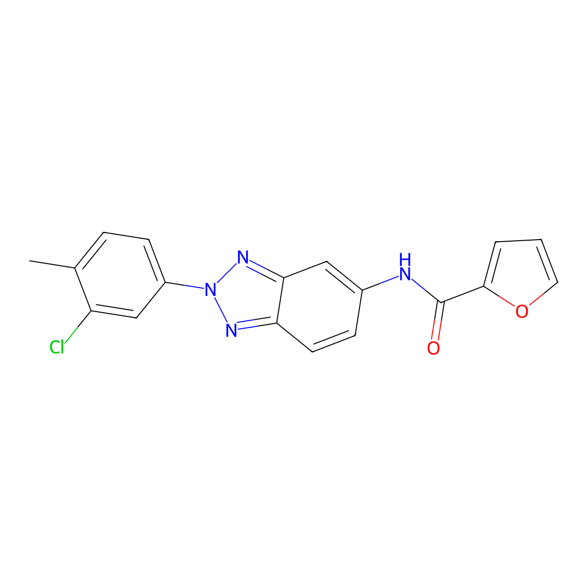 N-[2-(3-chloro-4-methylphenyl)benzotriazol-5-yl]furan-2-carboxamide molecular structure, CAS 346651-90-9
