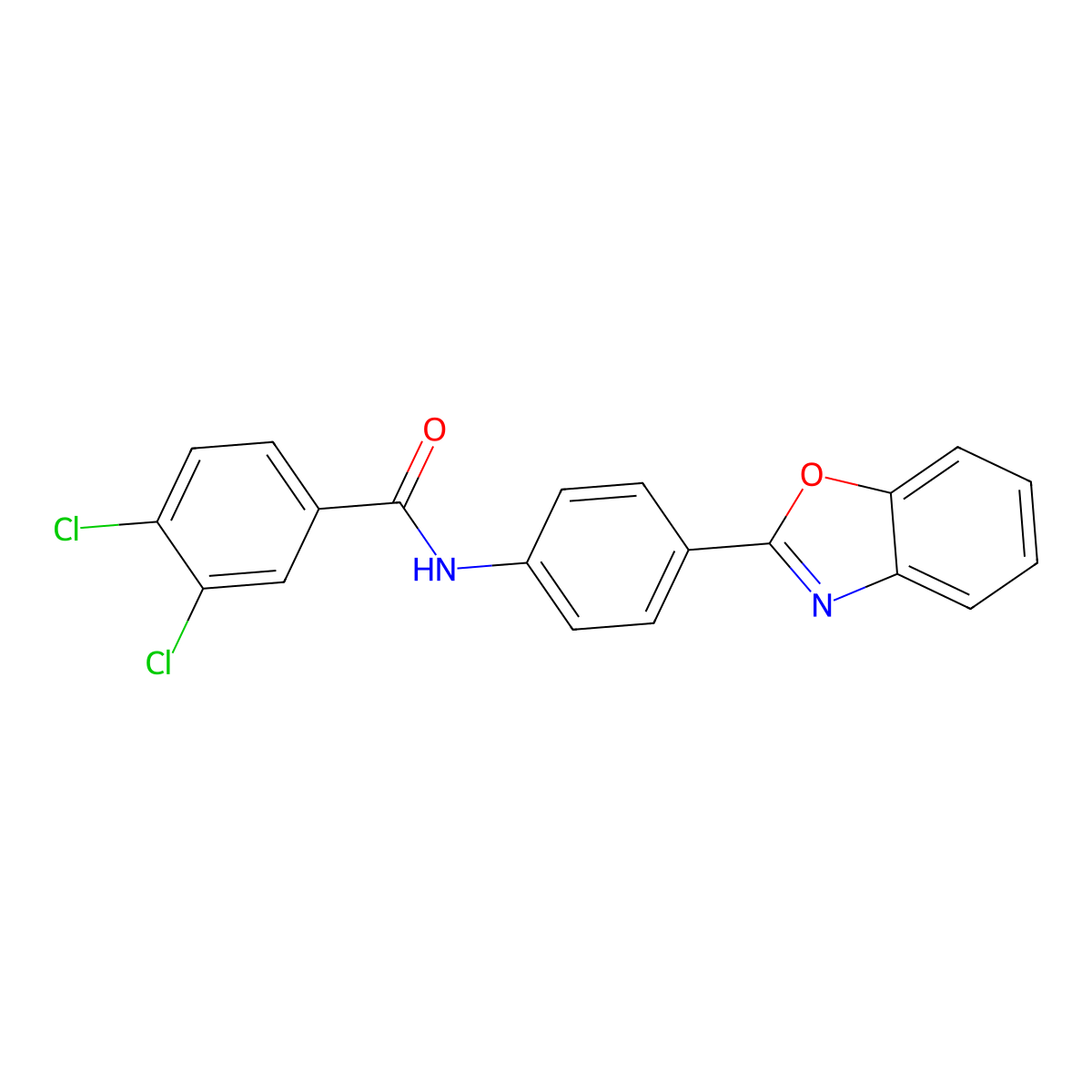 N-[4-(1,3-benzoxazol-2-yl)phenyl]-3,4-dichlorobenzamide molecular structure, CAS 346653-11-0