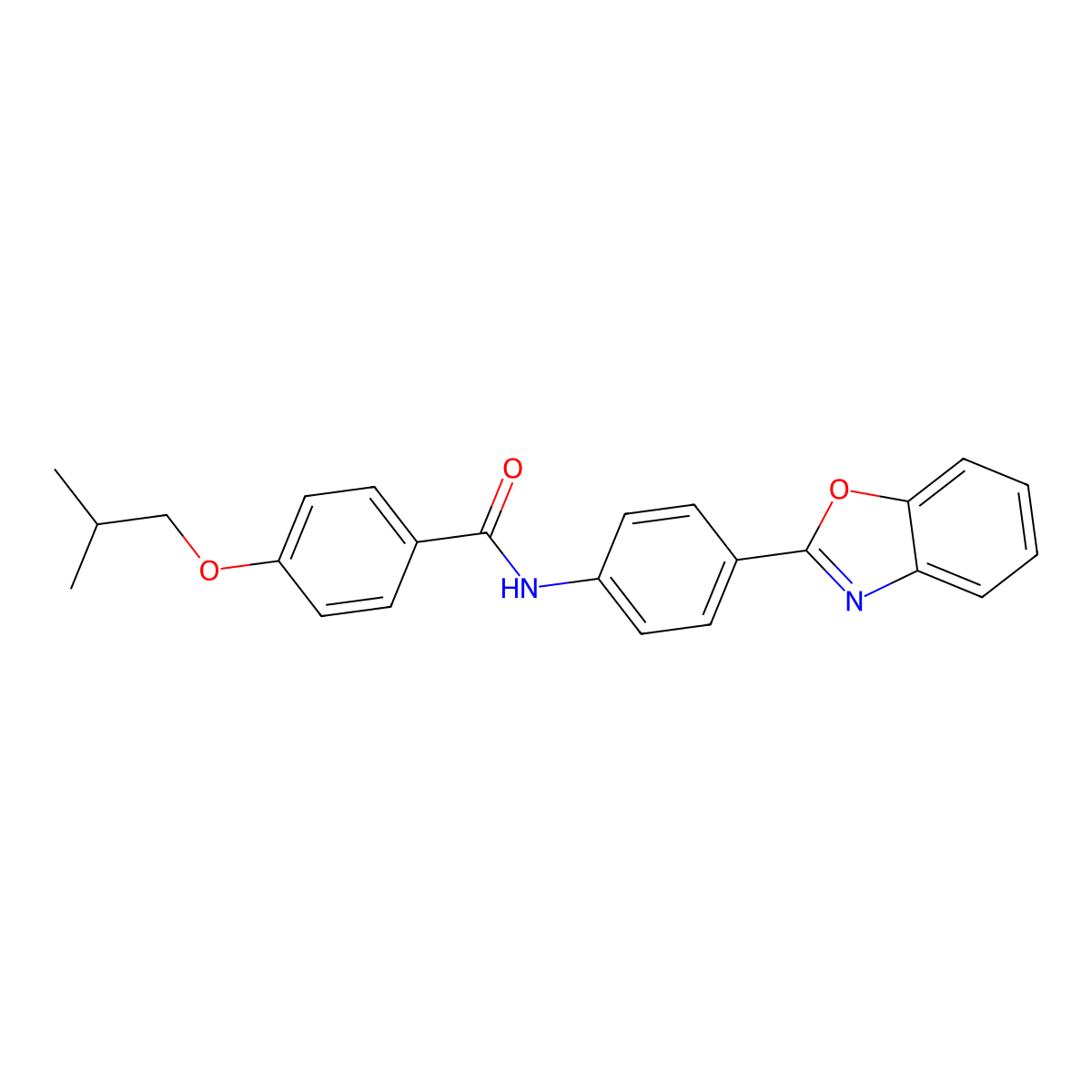 N-[4-(1,3-benzoxazol-2-yl)phenyl]-4-(2-methylpropoxy)benzamide molecular structure, CAS 346653-16-5