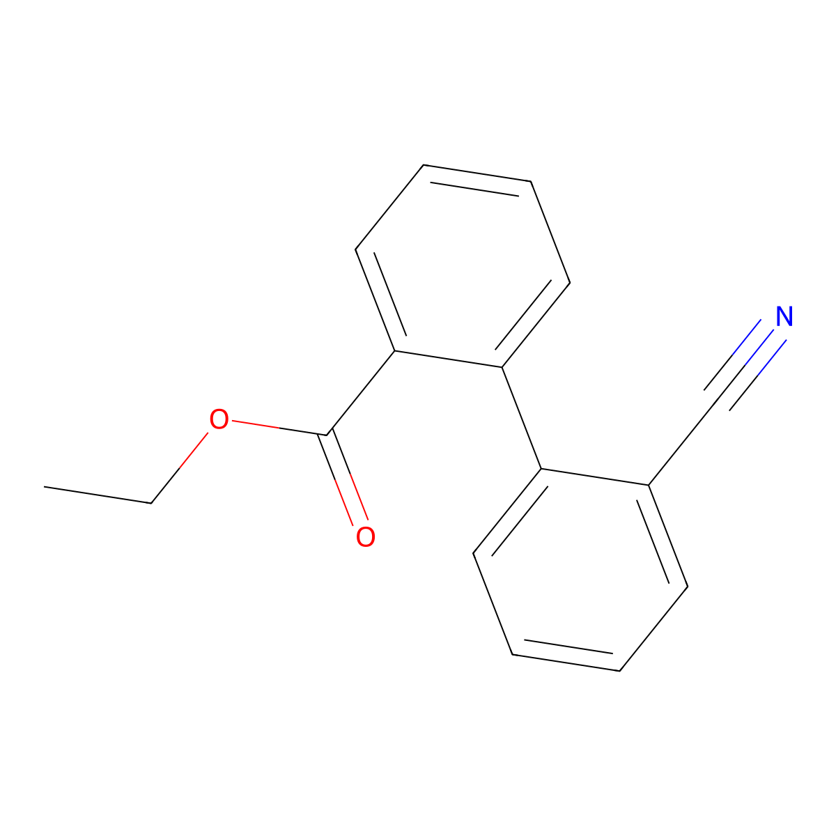 Ethyl 2'-cyano-[1,1'-biphenyl]-2-carboxylate molecular structure, CAS 346656-54-0