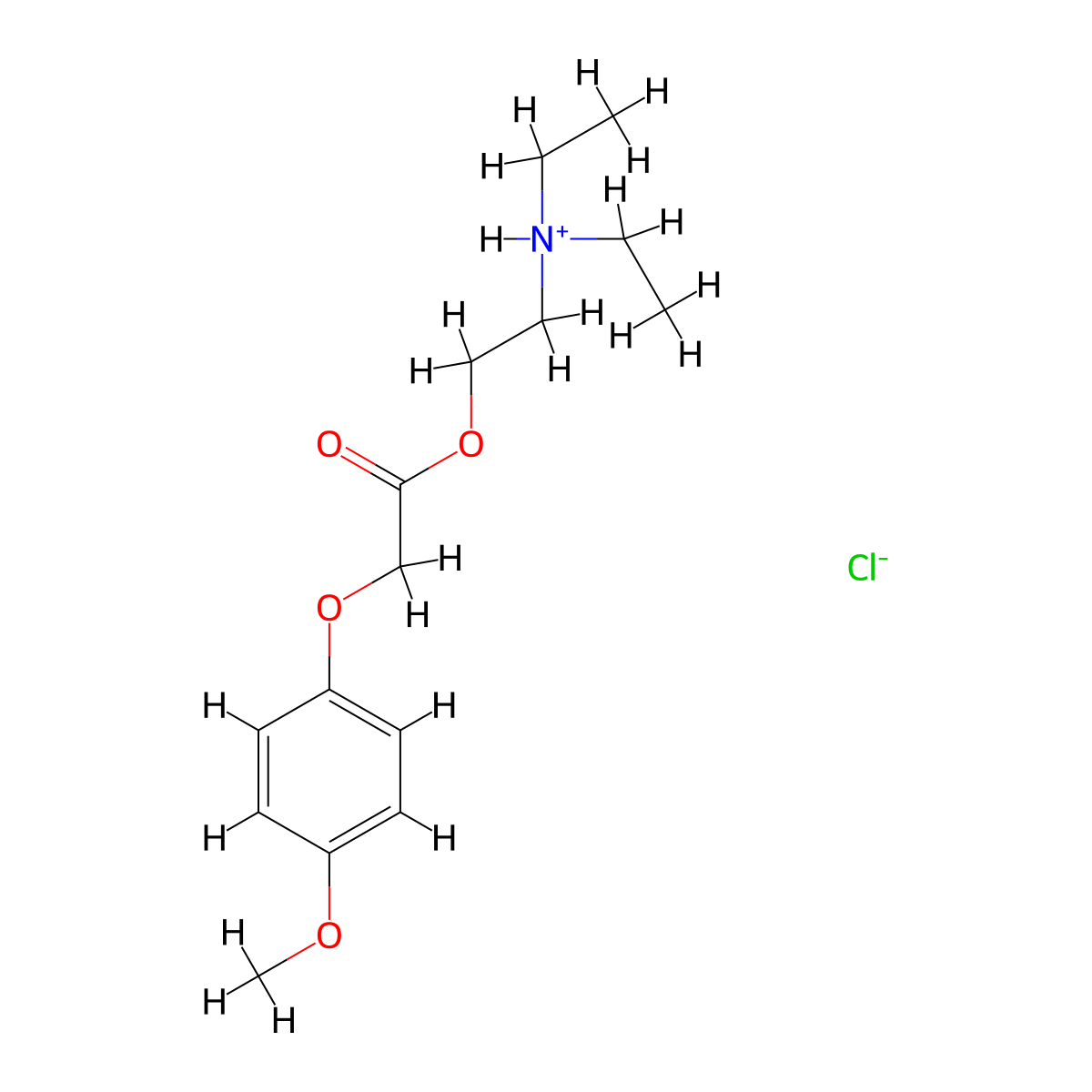 Acetic acid, (p-methoxyphenoxy)-, 2-(diethylamino)ethyl ester, hydrochloride molecular structure, CAS 34666-20-1