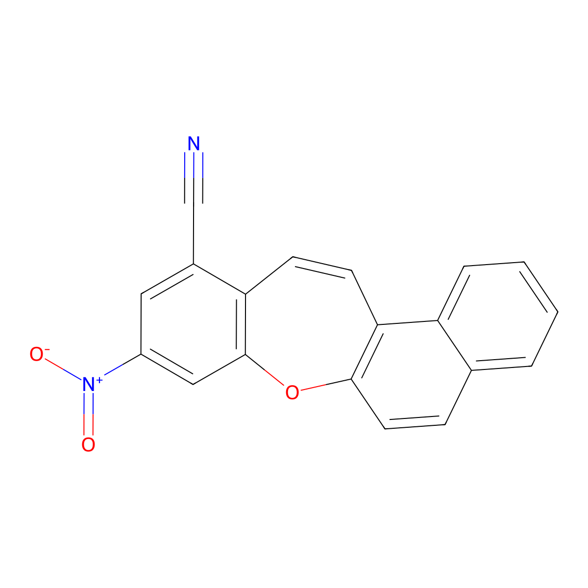 9-Nitrobenzo[b]naphtho[1,2-f]oxepine-11-carbonitrile molecular structure, CAS 346661-37-8