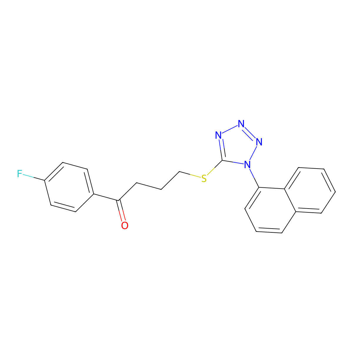 1-(4-Fluorophenyl)-4-(1-naphthalen-1-yltetrazol-5-yl)sulfanylbutan-1-one molecular structure, CAS 346661-53-8