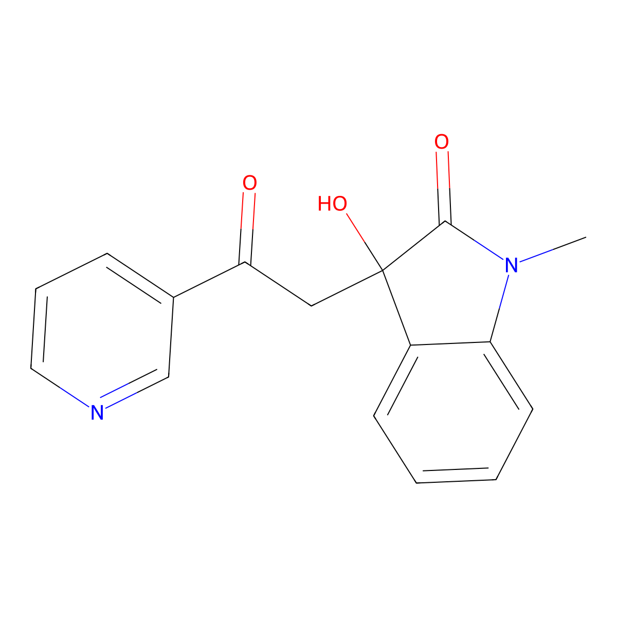 3-Hydroxy-1-methyl-3-(2-oxo-2-pyridin-3-ylethyl)indol-2-one molecular structure, CAS 346661-61-8