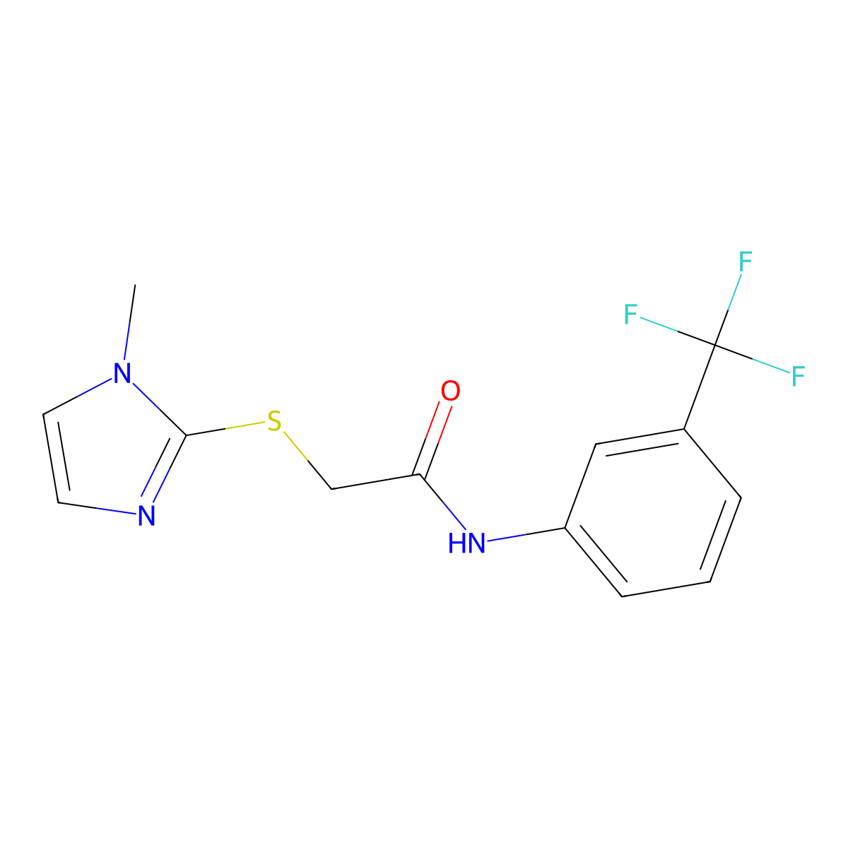 2-(1-methylimidazol-2-yl)sulfanyl-N-[3-(trifluoromethyl)phenyl]acetamide molecular structure, CAS 346662-06-4