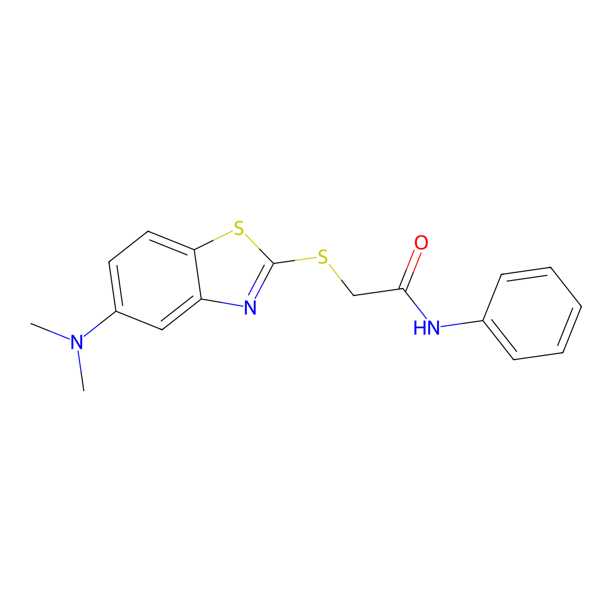 2-[[5-(dimethylamino)-1,3-benzothiazol-2-yl]sulfanyl]-N-phenylacetamide molecular structure, CAS 346662-33-7