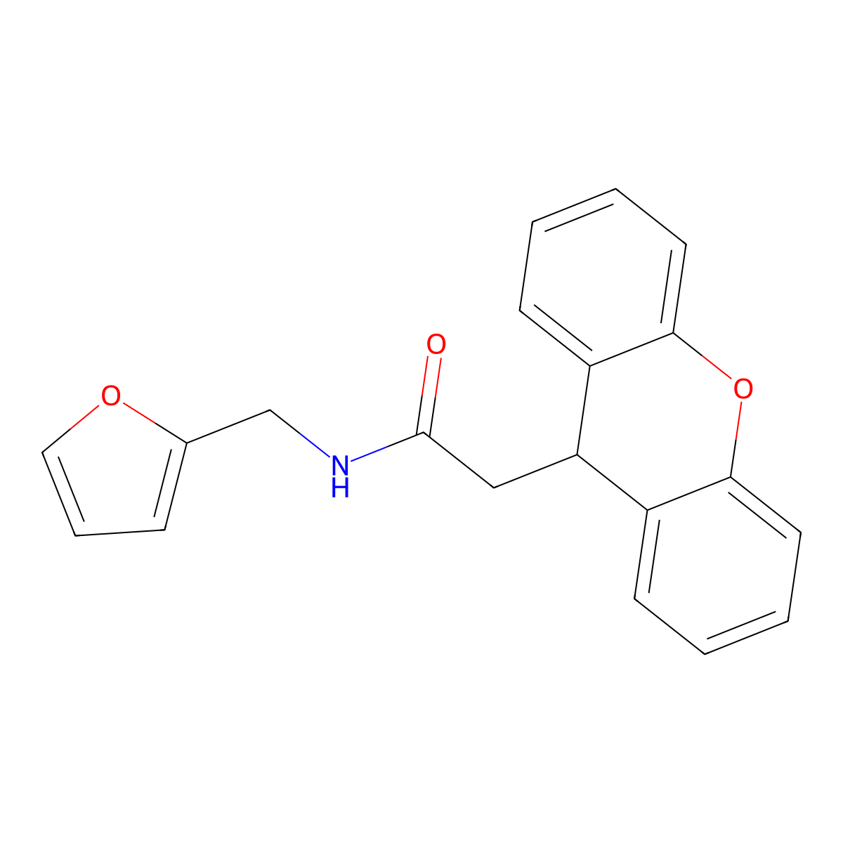 N-(furan-2-ylmethyl)-2-(9H-xanthen-9-yl)acetamide molecular structure, CAS 346662-88-2