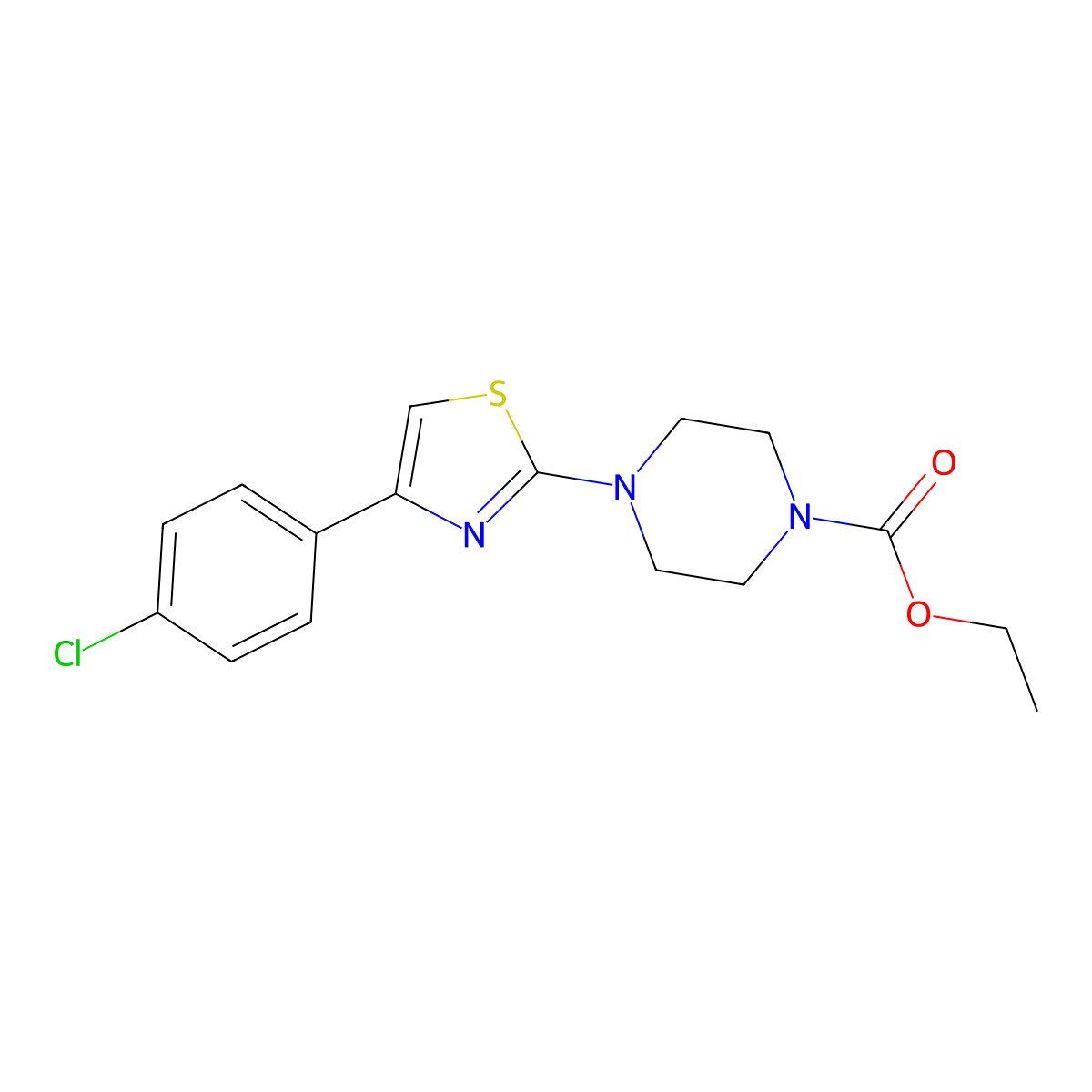 Ethyl 4-(4-(4-chlorophenyl)thiazol-2-yl)piperazine-1-carboxylate molecular structure, CAS 346662-91-7