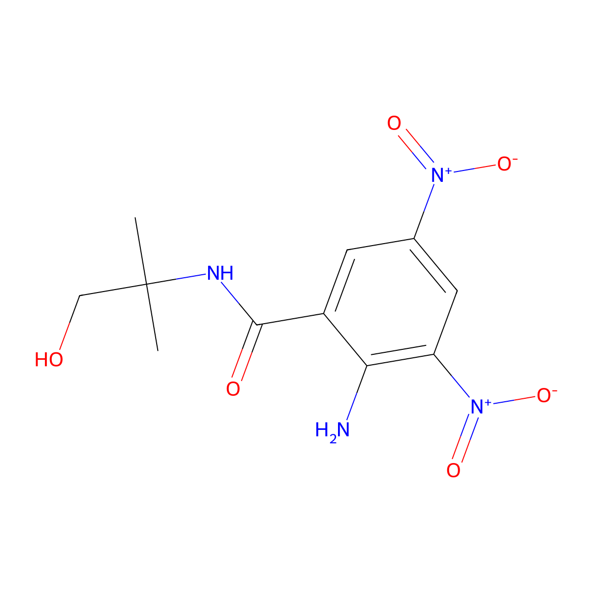 2-amino-N-(1-hydroxy-2-methylpropan-2-yl)-3,5-dinitrobenzamide molecular structure, CAS 346663-83-0