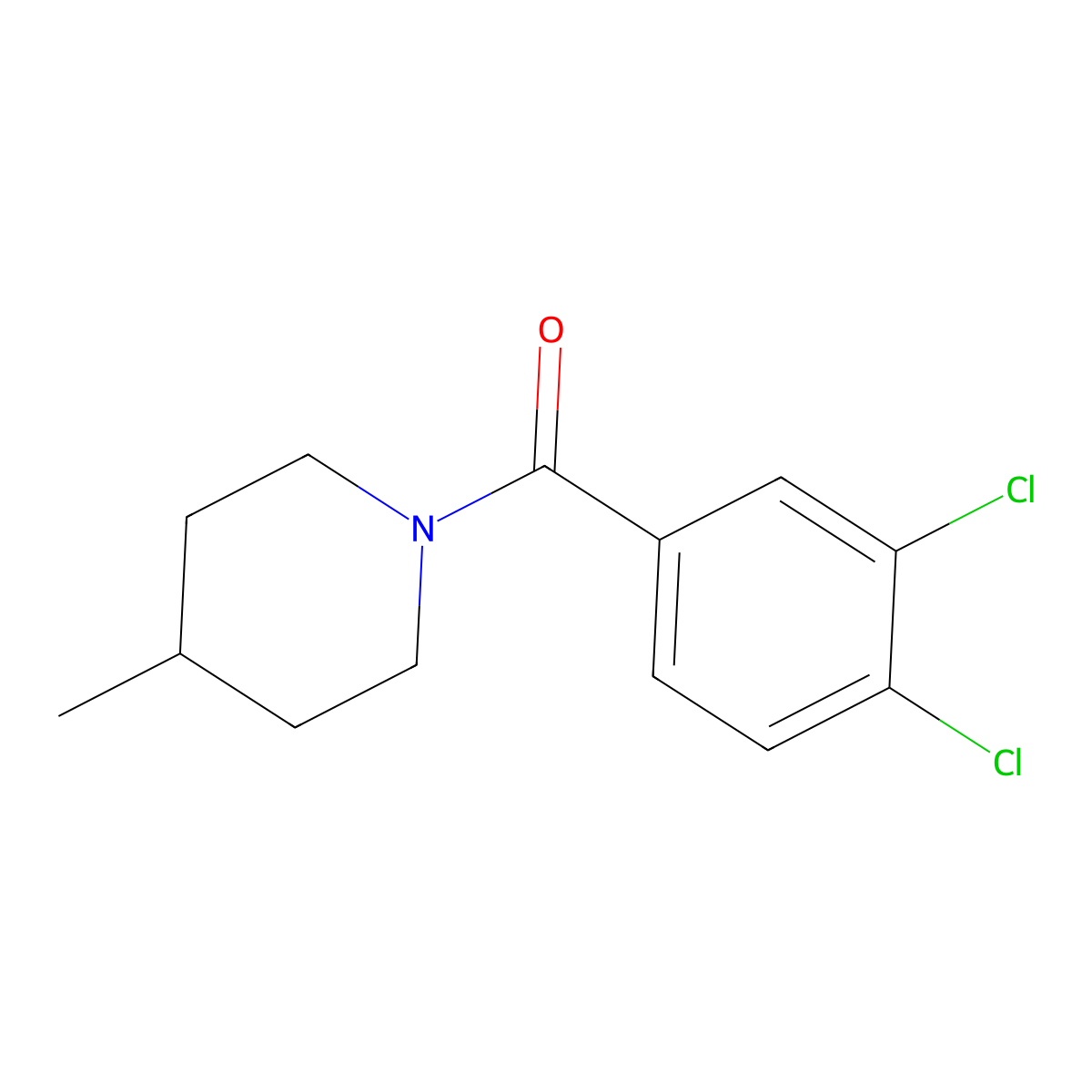 (3,4-Dichlorophenyl)(4-methylpiperidin-1-yl)methanone molecular structure, CAS 346663-89-6