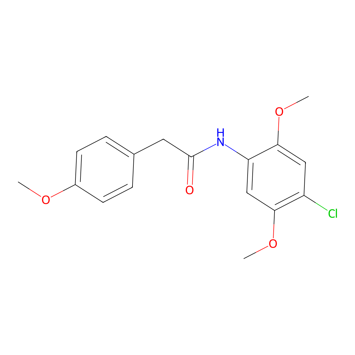 N-(4-chloro-2,5-dimethoxyphenyl)-2-(4-methoxyphenyl)acetamide molecular structure, CAS 346664-01-5