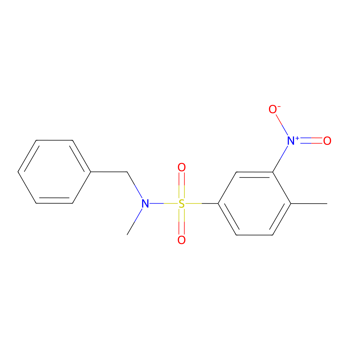 N-benzyl-N,4-dimethyl-3-nitrobenzenesulfonamide molecular structure, CAS 346664-17-3