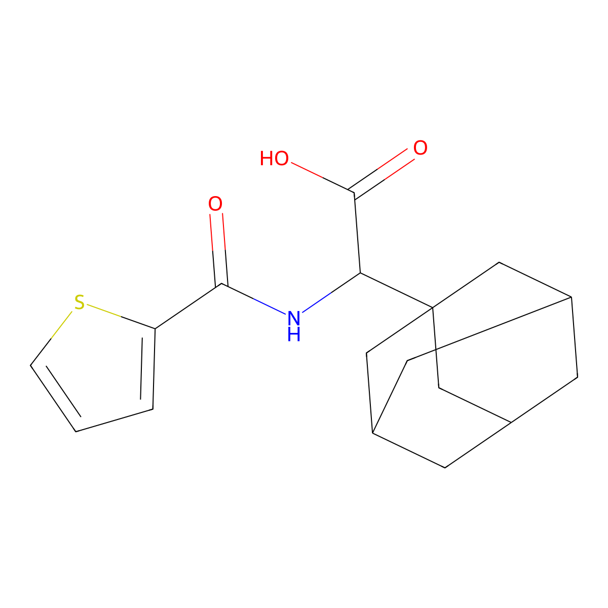 2-(1-adamantyl)-2-(thiophene-2-carbonylamino)acetic Acid molecular structure, CAS 346665-45-0