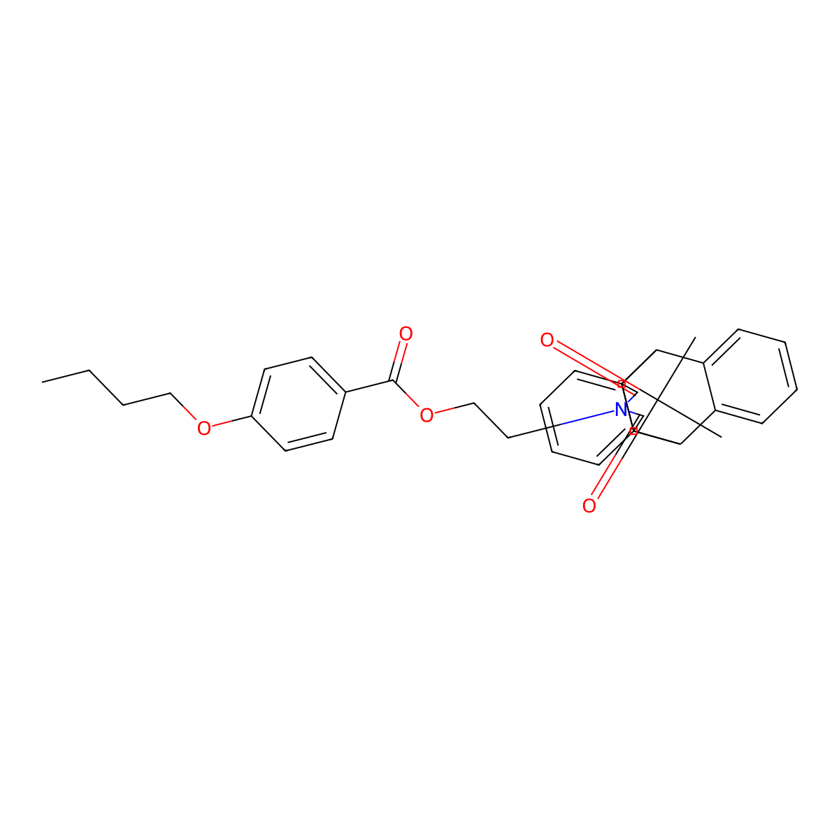 2-{16,18-Dioxo-17-azapentacyclo[6.6.5.0^{2,7}.0^{9,14}.0^{15,19}]nonadeca-2,4,6,9(14),10,12-hexaen-17-yl}ethyl 4-butoxybenzoate molecular structure, CAS 346665-98-3