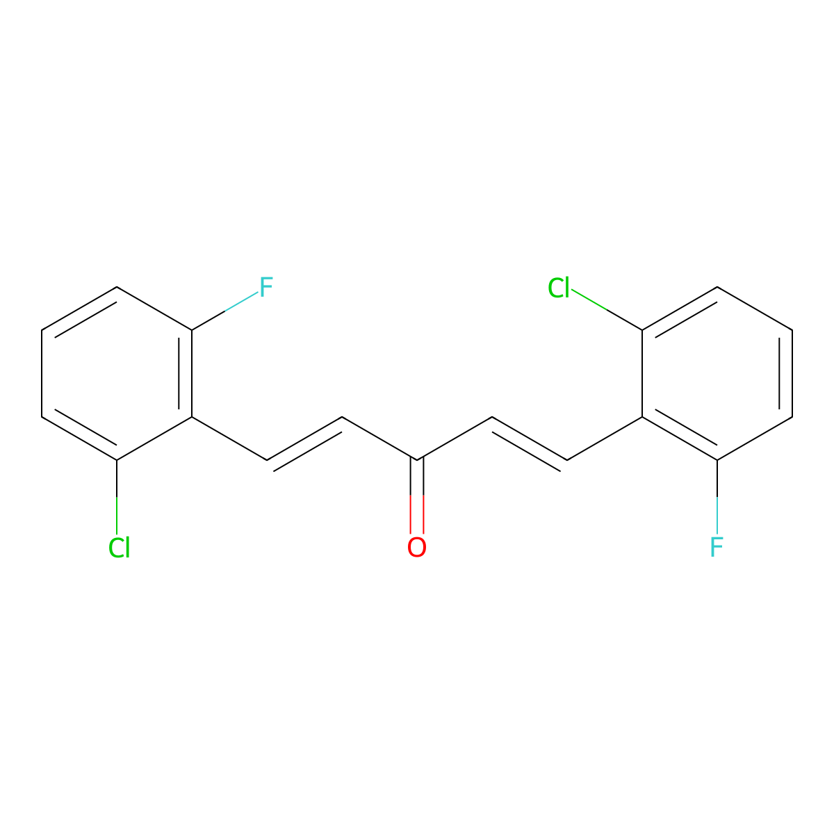 (1E,4E)-1,5-bis(2-chloro-6-fluorophenyl)penta-1,4-dien-3-one molecular structure, CAS 346670-60-8