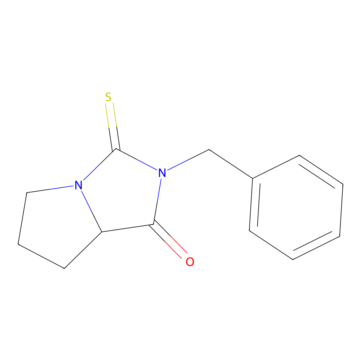 2-benzyl-3-thioxohexahydro-1H-pyrrolo[1,2-c]imidazol-1-one molecular structure, CAS 346688-19-5
